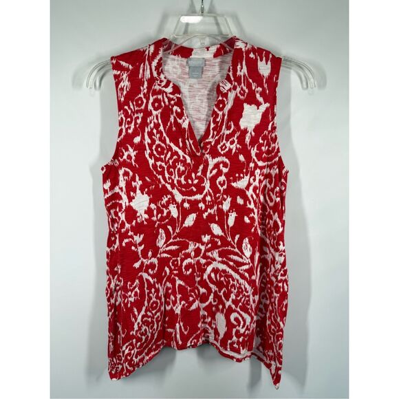 Chico’s Cotton Sleeveless Handkerchief Bottom Top Size 1/Small 8 - Picture 1 of 7